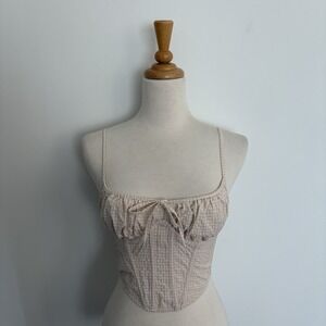 Out From Under Urban Outfitters Corset Top Small Beige Cream Gingham Devon